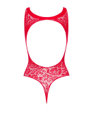 Ажурный бодистокинг с эффектом шнуровки Obsessive B120 teddy red S/M/L, красный (мятая упаковка!!!)