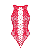 Ажурный бодистокинг с эффектом шнуровки Obsessive B120 teddy red S/M/L, красный (мятая упаковка!!!)