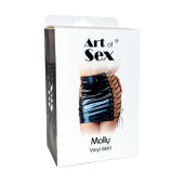 Лакированная юбка на шнуровке Art of Sex - Molly, цвет черный с эффектом голограммы, XS-M