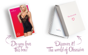 Сатиновий комплект для сну з мереживом Obsessive 828-CHE-1 chemise & thong S/M  (м'ята упаковка!!!)