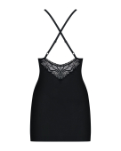 Сатиновий комплект для сну з мереживом Obsessive 828-CHE-1 chemise & thong S/M  (м'ята упаковка!!!)