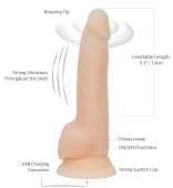 Фалоімітатор з ротацією Naked ADDICTION James 8″ Rotating & Vibrating Dong  (м'ята упаковка!!!)