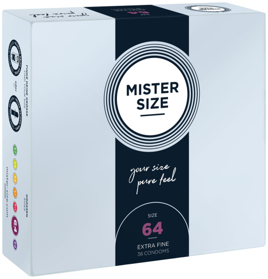 Презервативы Mister Size - pure feel - 64 (36 condoms), толщина 0,05 мм (мятая упаковка!!!)