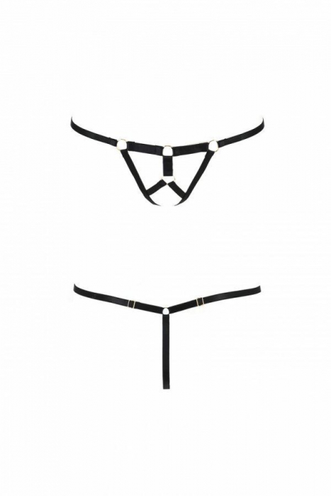 Трусики стрінги зі стреп Passion Exclusive ARMANDA THONG XXL/XXXL, black