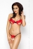 Комплект білизни Passion COCTAIL BIKINI L/XL, red, ліф з бантиками, стрінги-ниточки