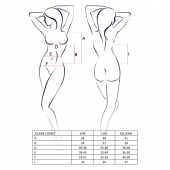 Корсет з пажами Passion JOLENE CORSET L/XL, black, трусики, напіввідчинені груди, напівпрозорий