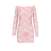 Прозора сорочка з довгим рукавом Passion YOLANDA CHEMISE XXL/XXXL, pink, трусики