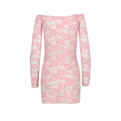 Прозора сорочка з довгим рукавом Passion YOLANDA CHEMISE XXL/XXXL, pink, трусики