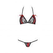 Комплект білизни Passion MELISSA BIKINI L/XL, black, ліф зі шнурівкою і трусики стрінги