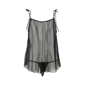 Сорочка прозора бебі-дол Passion MELANIA CHEMISE L/XL, black, трусики, на тонких бретелях