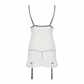 Сорочка прозора з пажами Passion ORIHIME CHEMISE L/XL, white, трусики, стрепи