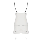 Сорочка прозора з пажами Passion ORIHIME CHEMISE XXL/XXXL, white, трусики, стрепи