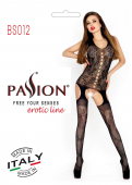 Бодістокінг Passion BS012 white, комбінезон, імітація панчіх і пояса