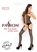 Бодістокінг Passion BS023 white, комбінезон, імітація панчох і пояса