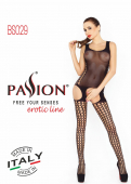 Бодістокінг Passion BS029 black, комбінезон, імітація панчох і пояса