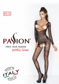Бодістокінг Passion BS031 red, комбінезон з відкритими грудьми