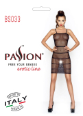 Бодістокінг Passion BS033 black, сукня-сітка на бретелях, прозора