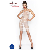 Бодістокінг Passion BS033 white, сукня-сітка на бретелях, прозора