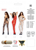 Бодістокінг Passion BS037 red, комбінезон, відкрита спина, халтер