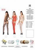 Бодістокінг Passion BS038 red, комбінезон, імітація панчіх і пояса