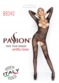 Бодістокінг Passion BS040 red, комбінезон з відкритими грудьми