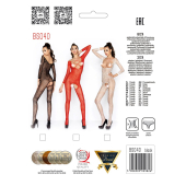 Бодістокінг Passion BS040 red, комбінезон з відкритими грудьми