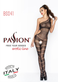 Бодістокінг Passion BS041 black, комбінезон, лямки на одне плече