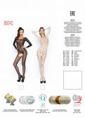 Бодістокінг Passion BS042 black, комбінезон, довгий рукав, закрите плече