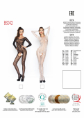 Бодістокінг Passion BS042 white, комбінезон, довгий рукав, закрите плече