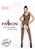 Бодістокінг Passion BS043 black, комбінезон, імітація панчох