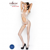 Розпродаж!!! Бодістокінг Passion BS044 white, комбінезон з відкритим животиком