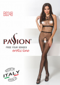 Бодістокінг Passion BS048 black, комбінезон, імітація колгот та відкритого топа