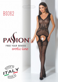 Сітчастий бодістокінг Passion BS062 One Size, Black, комбінезон, імітація панчіх, відкритий доступ