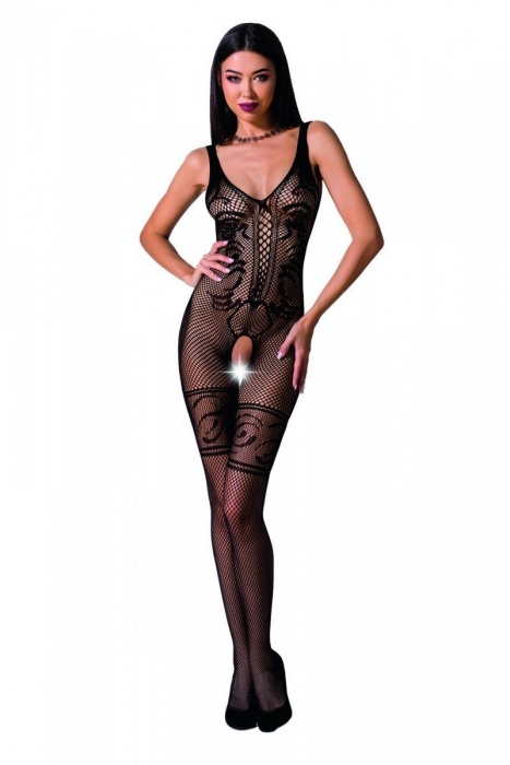 Бодістокінг Passion BS069 black, комбінезон, імітація панчіх і боді