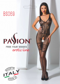 Бодістокінг Passion BS069 black, комбінезон, імітація панчіх і боді