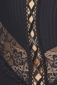 (SALE) Корсет з пажами ZOJA CORSET black 6XL/7XL - Passion, трусики, шнурівка