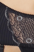 (SALE) Комплект білизни EDITH SET black L/XL - Passion Exclusive: відкритий ліф, широкий пояс, стрінги
