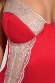 Корсет з пажами LORAINE CORSET red L/XL - Passion Exclusive, трусики