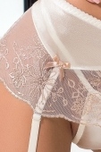 Комплект білизни LOTUS SET cream L/XL - Passion Exclusive: стрінги, ліф, спідниця-пояс для панчіх