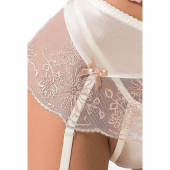 (SALE) Комплект білизни LOTUS SET cream XXL/XXXL - Passion Exclusive стрінги, ліф, спідниця-пояс для