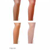 Колготки в сіточку без виділених трусиків Passion TI019 типу Кабаретка 1/2 (fishnet), nero