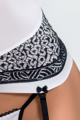 (SALE) Корсет з пажами SUELO CORSET white L/XL - Passion Exclusive, трусики, шнурівка