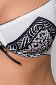 Комплект білизни SUELO SET white L/XL - Passion Exclusive: ліф, стрінги, пояс для панчох