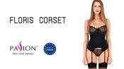 Корсет з пажами Passion Exclusive FLORIS CORSET XXL/XXXL, black, трусики