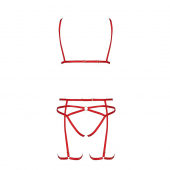 Комплект білизни Passion Exclusive MAGALI SET OpenBra S/M, red, стрепи, ліф, трусики і пояс
