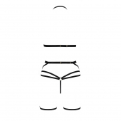Комплект білизни Passion Exclusive MORGAN SET OpenBra S/M, black, стрепи, трусики, ліф, пояс