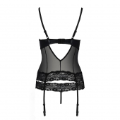 Корсет з відкритими грудьми Passion Exclusive NORTH CORSET L/XL, black, пажі, трусики, шнурівка