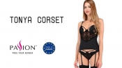 Корсет з пажами TONYA CORSET black XXL/XXXL - Passion Exclusive, трусики