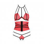 Комплект білизни AKITA SET red XXL/ XXL - Passion Exclusive: широкий пояс, ліф, стрінги