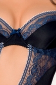 Розпродаж!!! Корсет із пажами GISELE CORSET black L/XL — Passion Exclusive, трусики